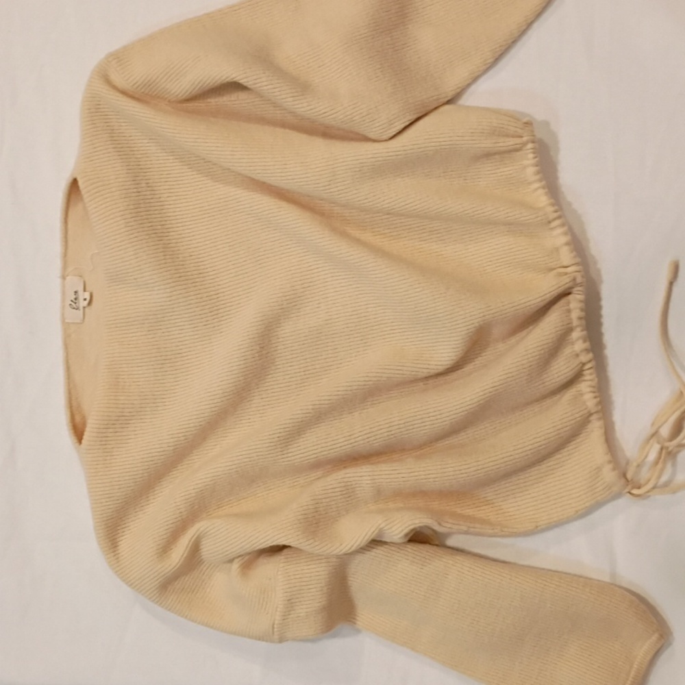 Elan Off The Shoulder Cropped Drawstring Pullover Sweater Baggy Fit Size Small
